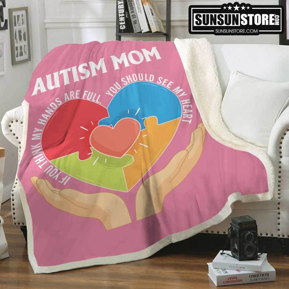 Autism Mom Pink Sherpa Fleece Blanket
