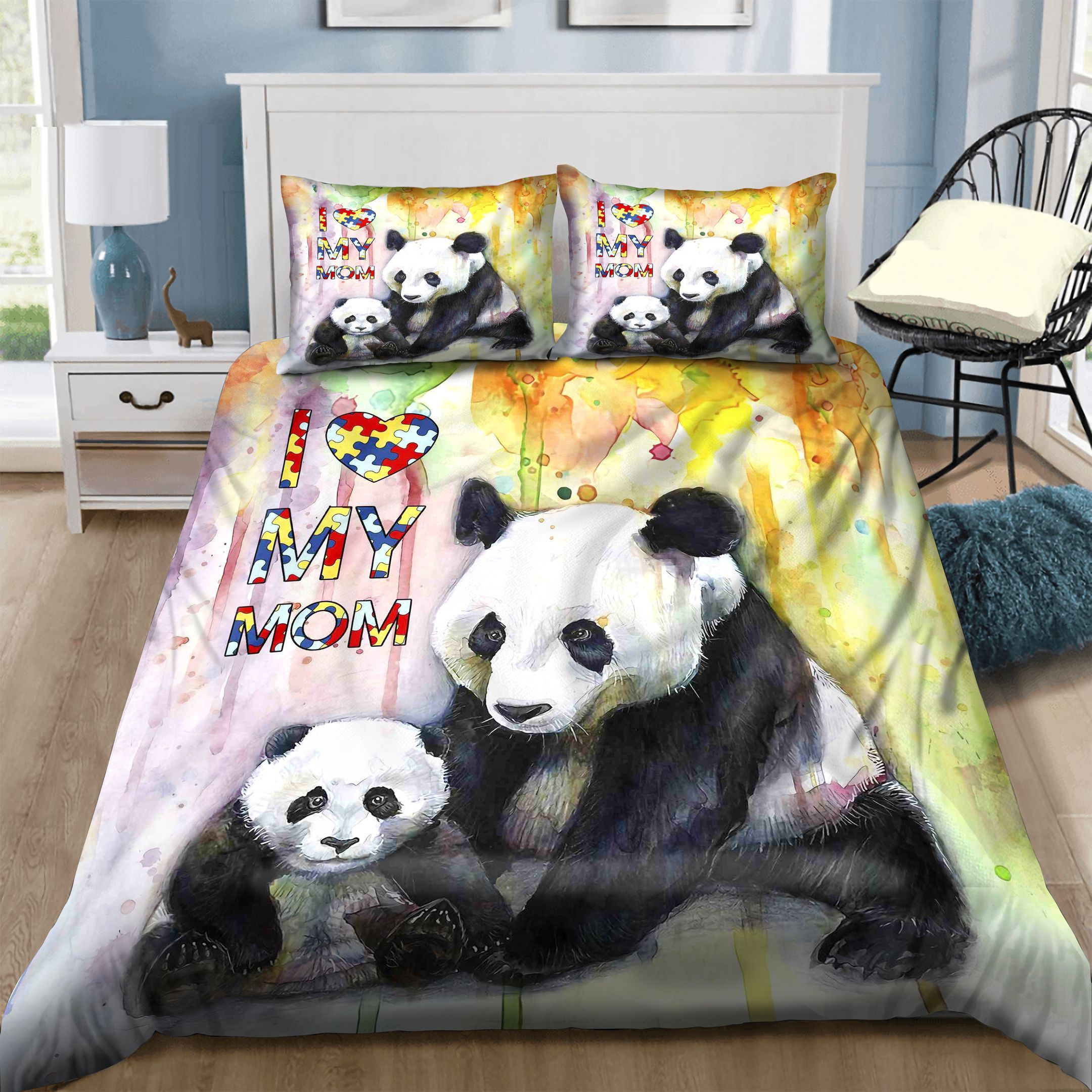 Autism Panda Mom Bedding Set