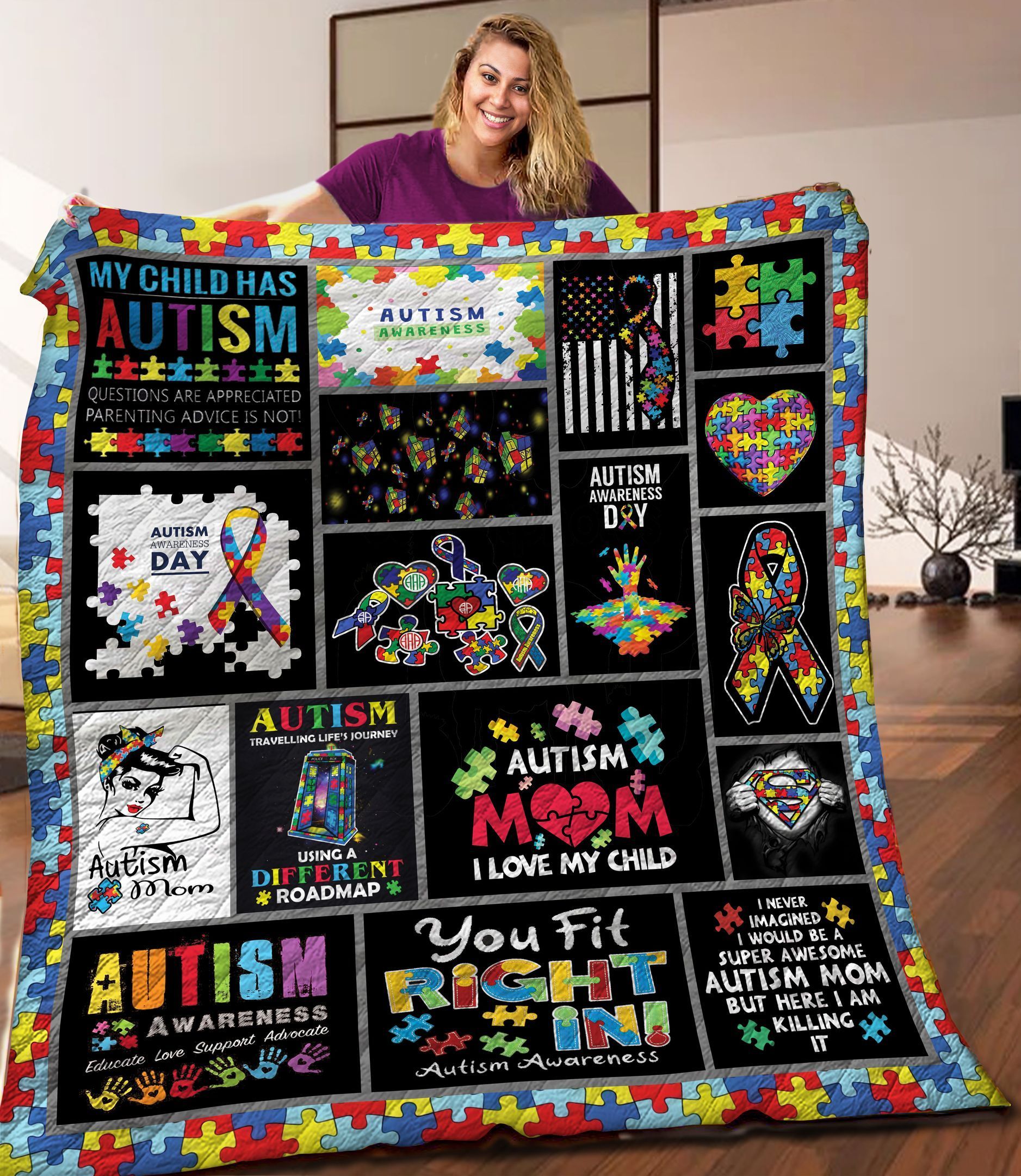 Autism Quilt Blanket C9B050316NA