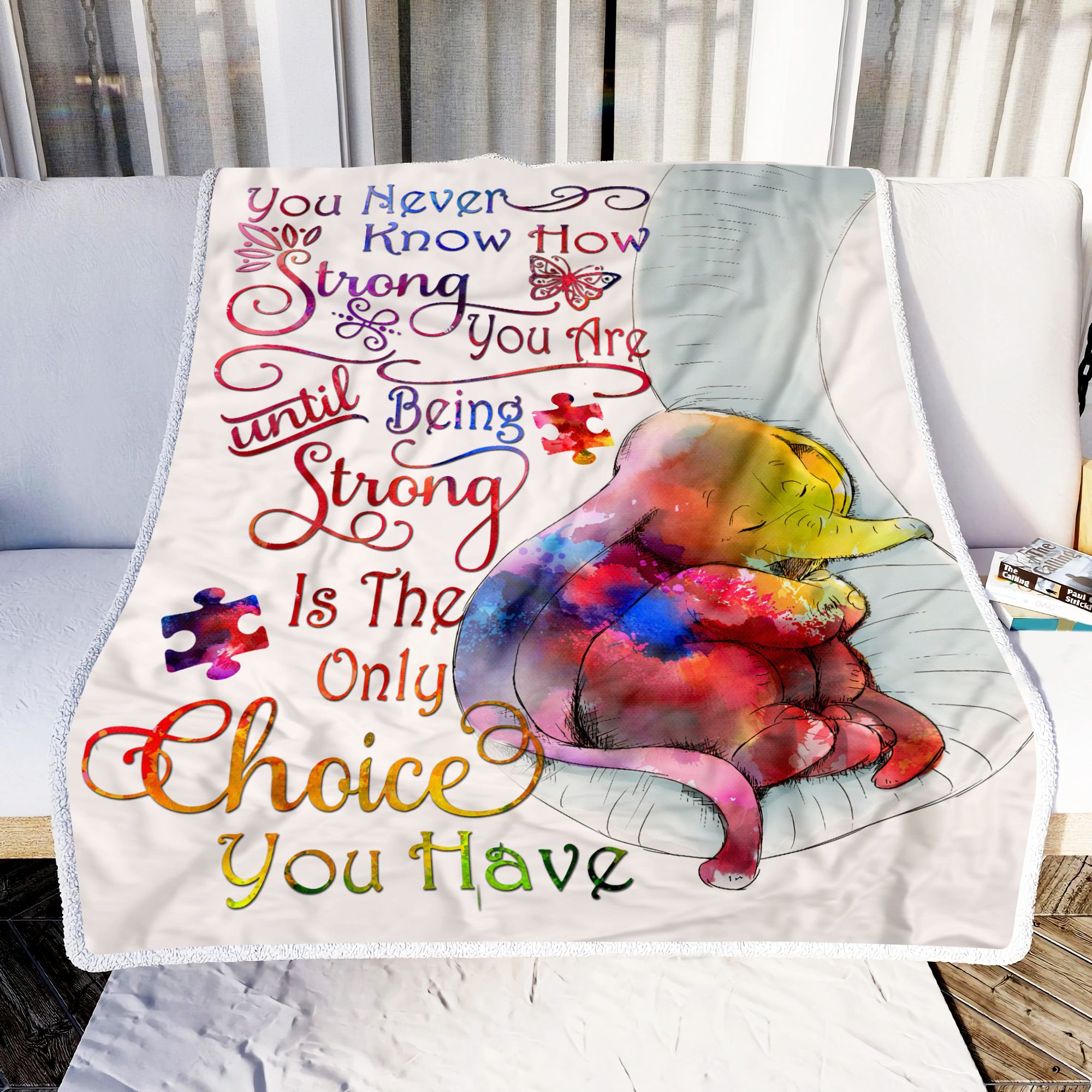 Autism Strong Elephant Fleece Blanket