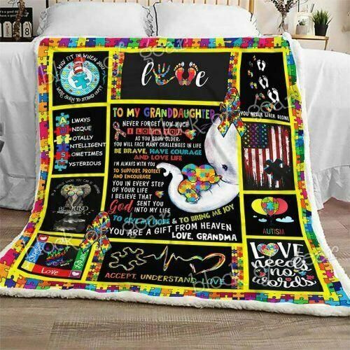 Autism To My Granddaughter Sherpa Fleece Blanket