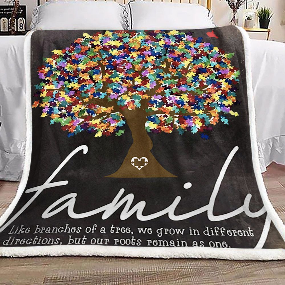 Autism Tree Of Life Family Like Branches Of A Tree Of Life Sherpa Fleece Blanket