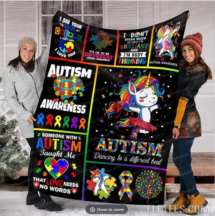 Autism Unicorn Sherpa Fleece Blanket