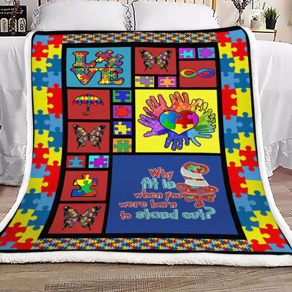 Autism Sherpa Fleece Blanket