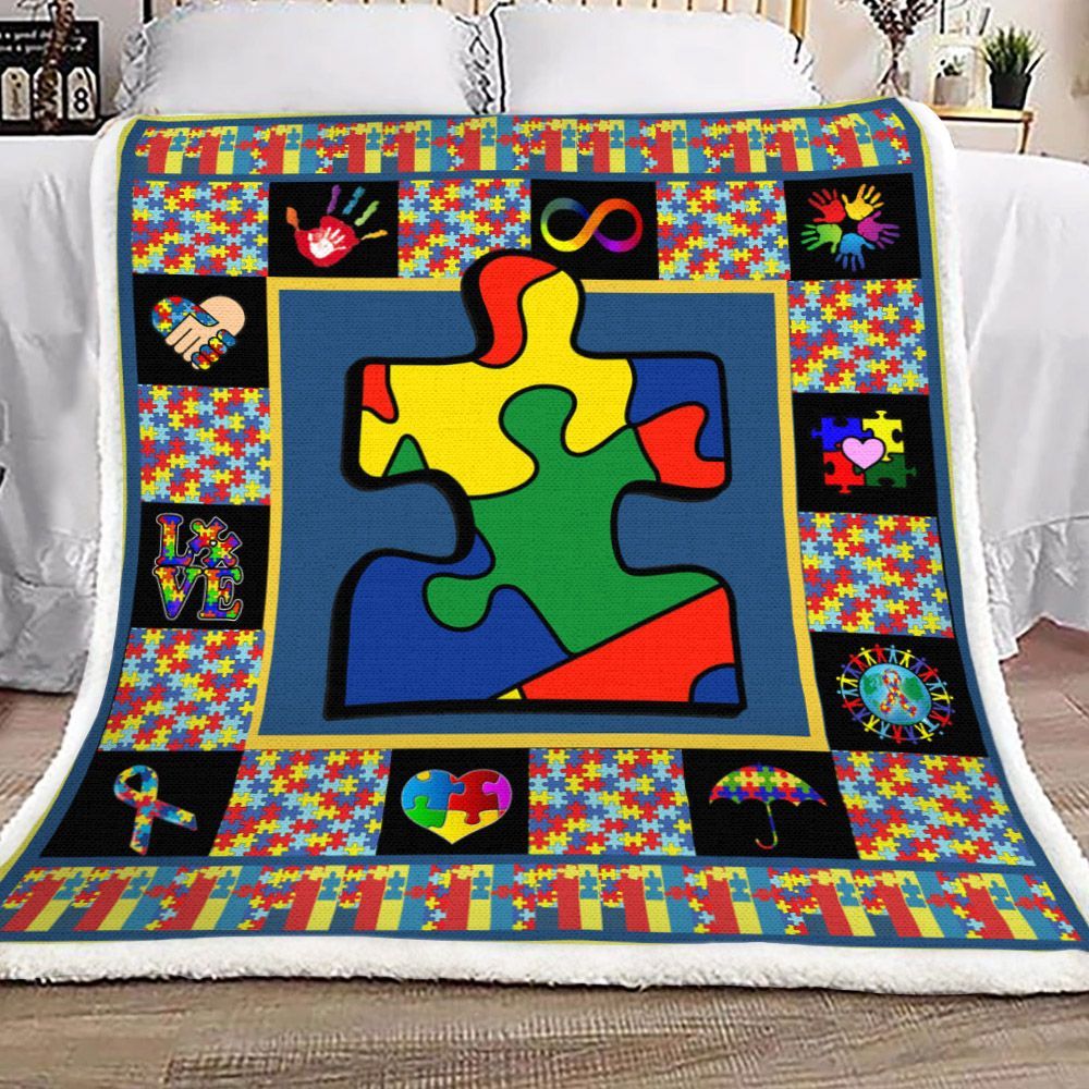 Autism Sherpa Fleece Blanket