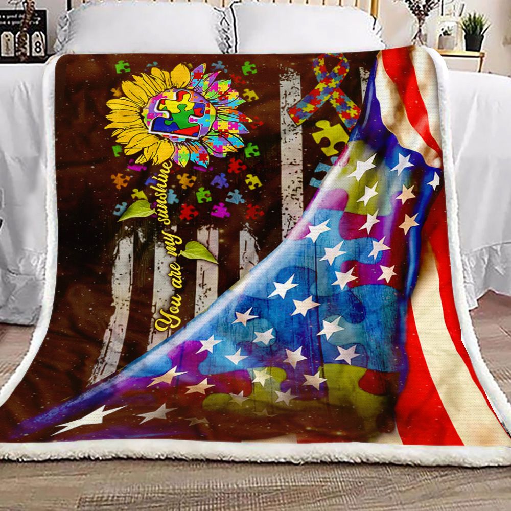 Autism You Are My Sunshine Fleece Blanket