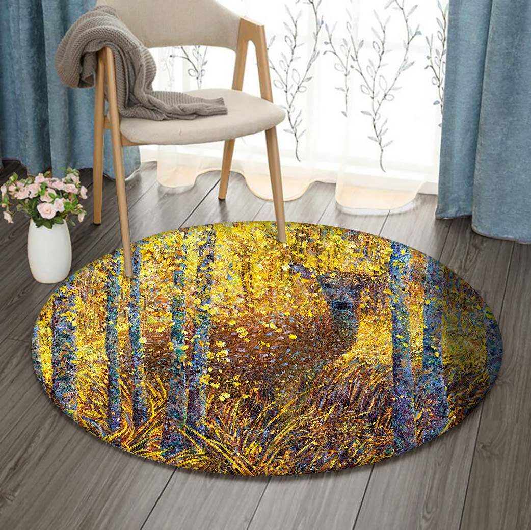 Autumn Deer Round Carpet