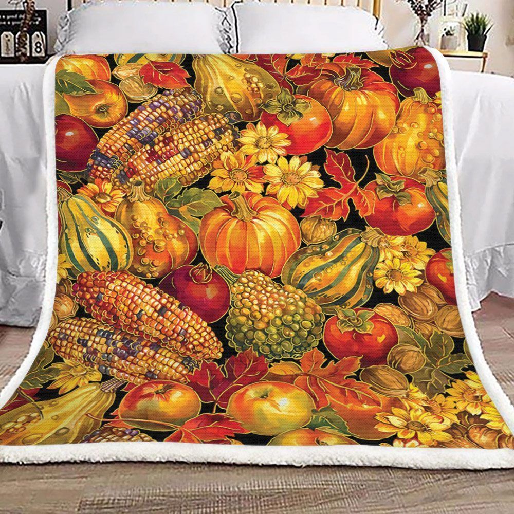 Autumn Fall Sherpa Fleece Blanket
