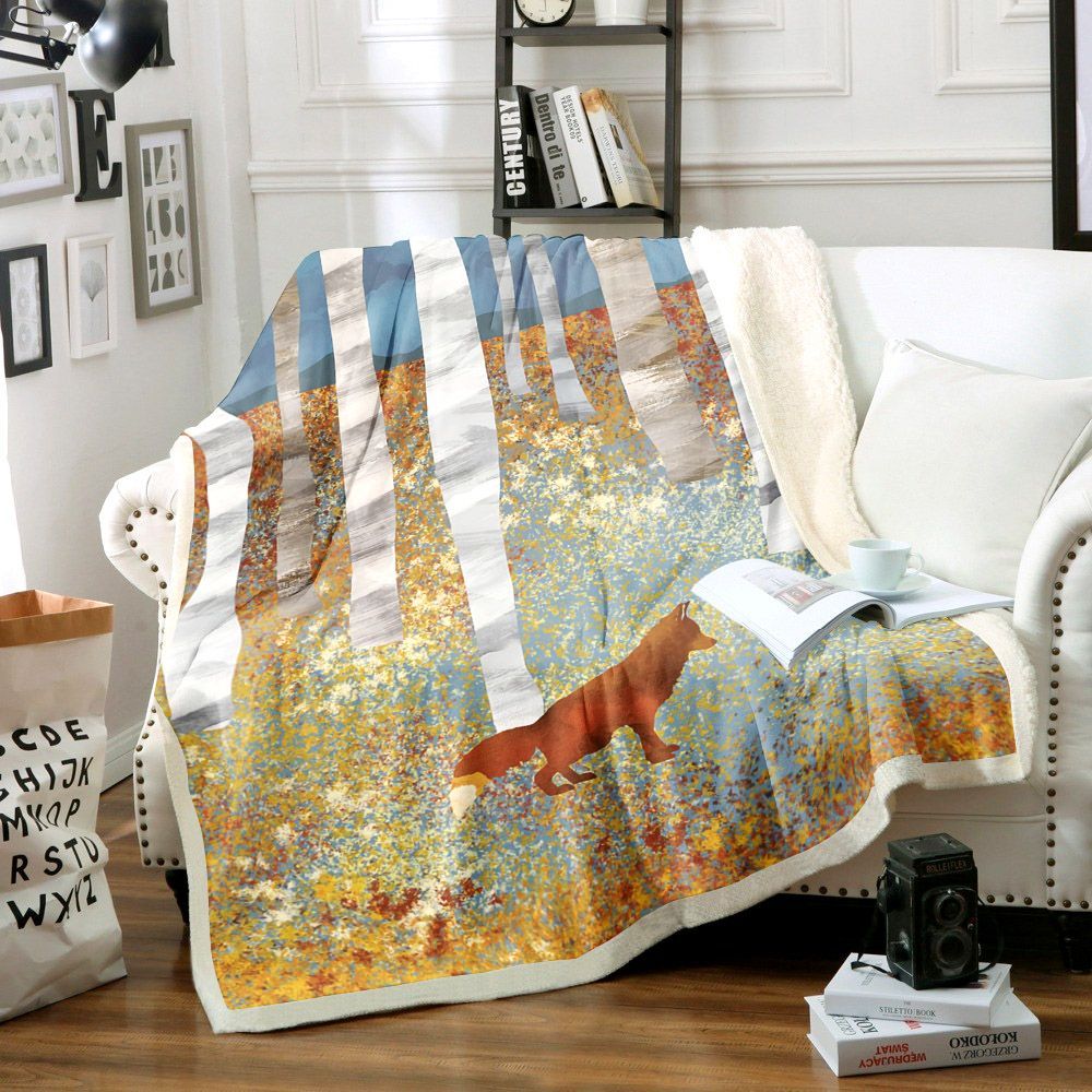 Autumn Fox Sherpa Fleece Blanket