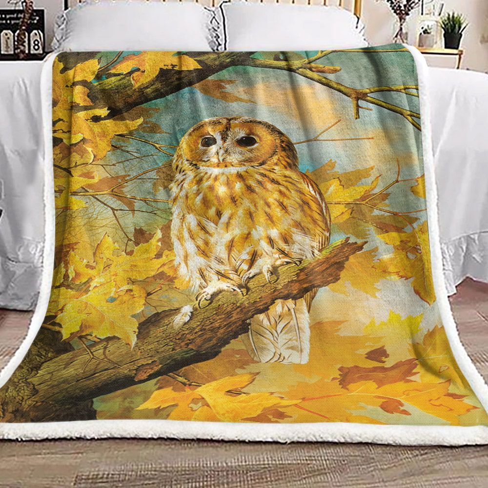 Autumn Owl Sherpa Fleece Blanket