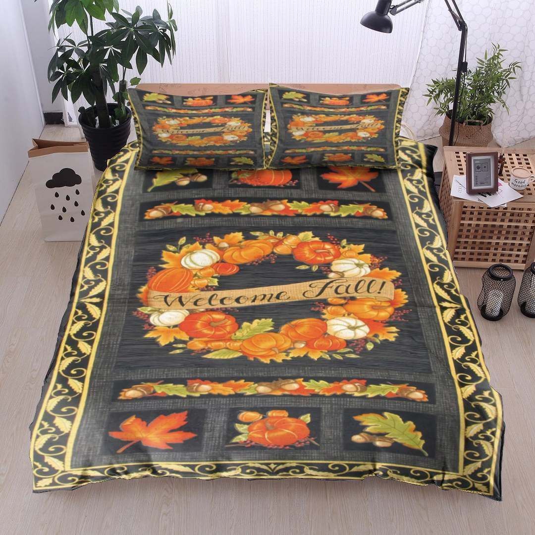 Autumn Pumpkin Leaves Bedding Set