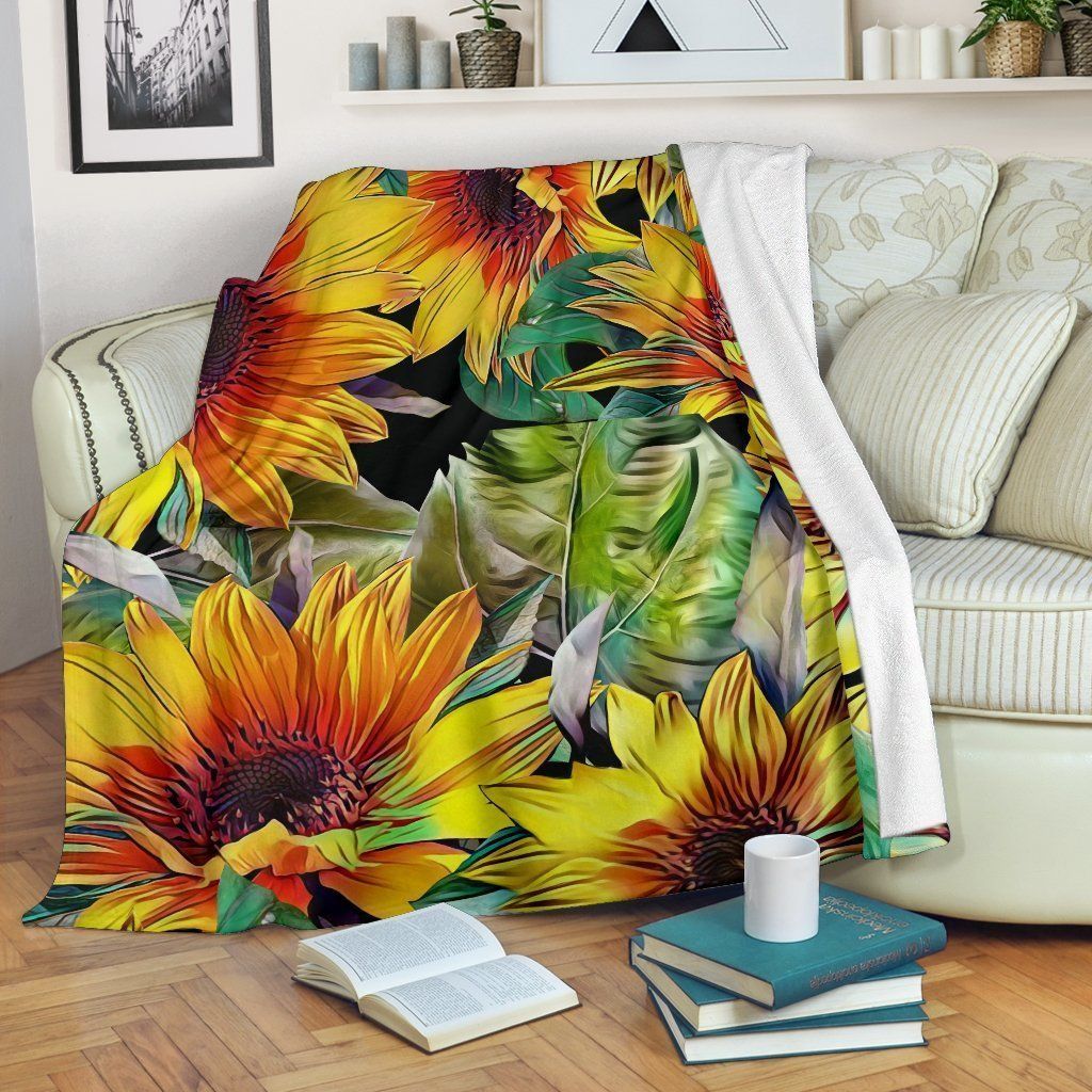 Autumn Sunflower Sherpa Fleece Blanket