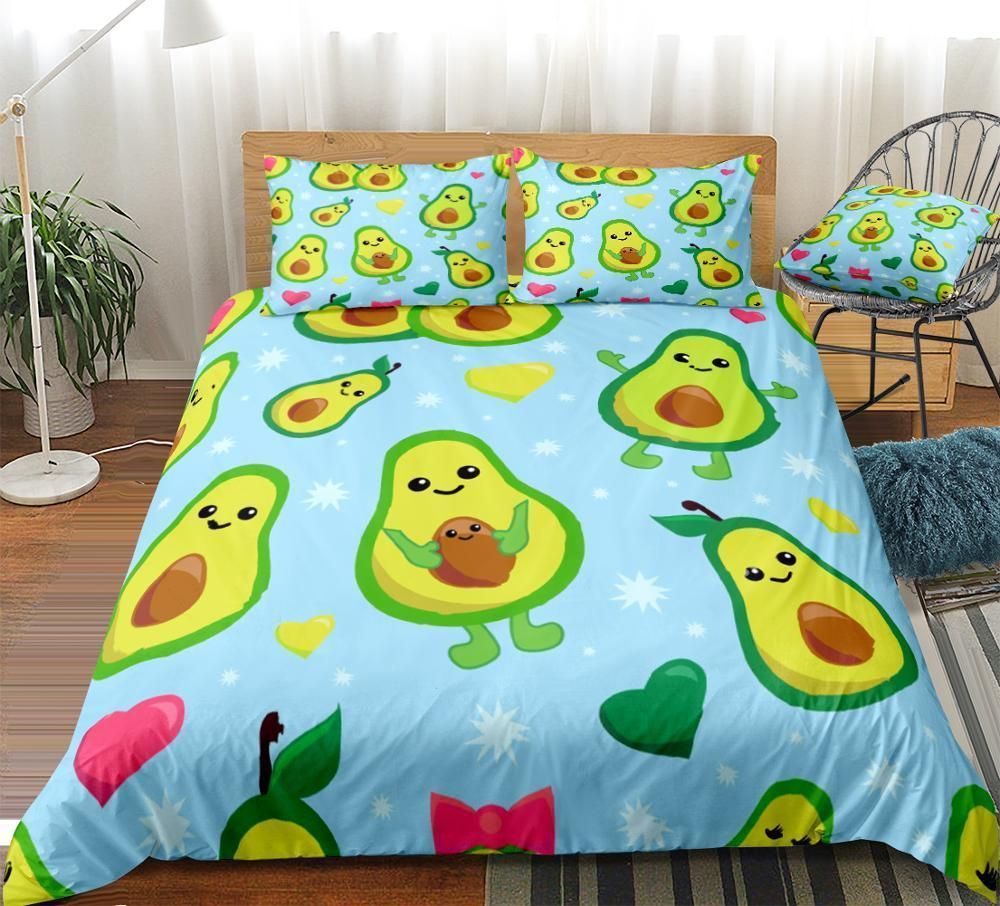 Avocado Blue Background Bedding Set
