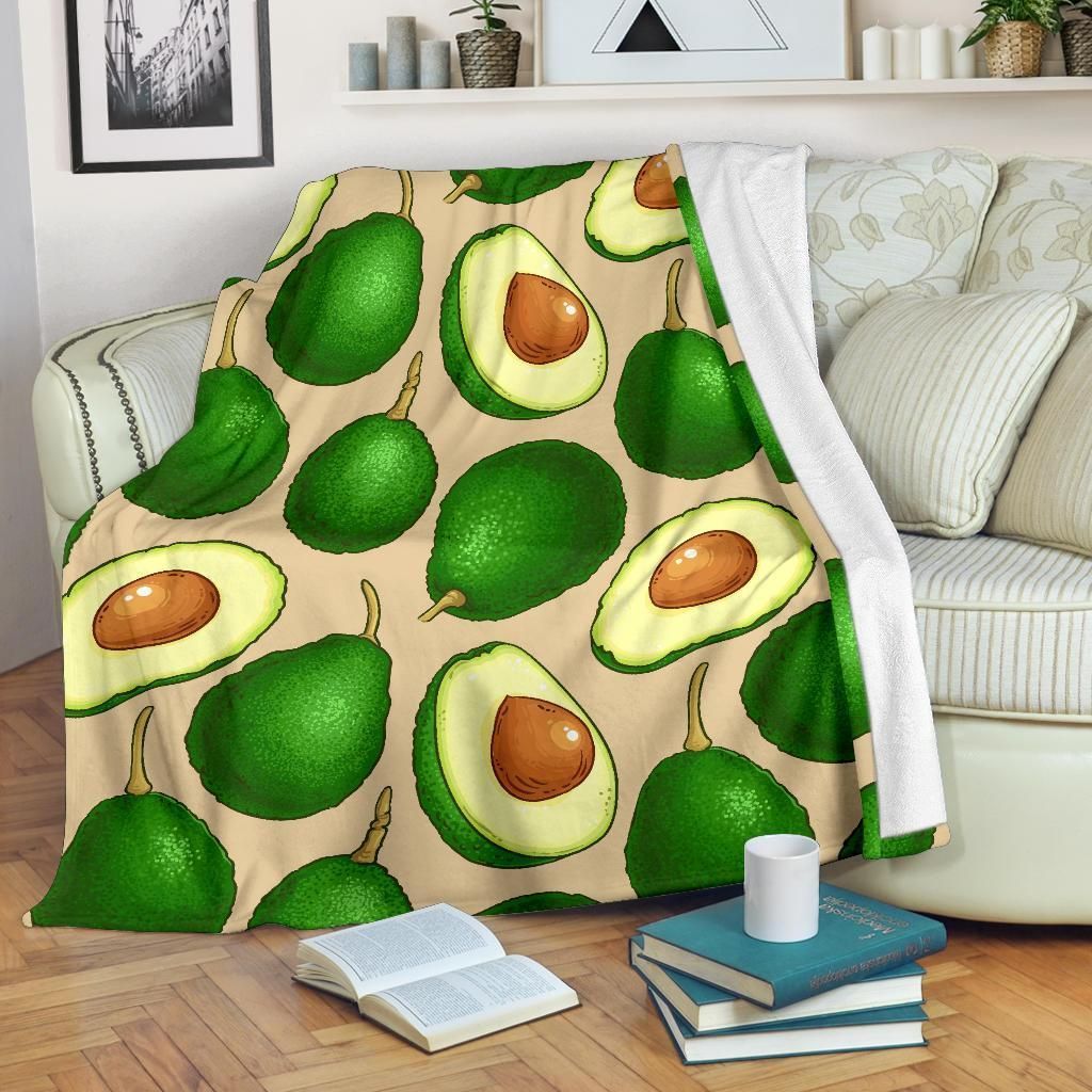 Avocado Pattern Print Design Taupe Fleece Blanket
