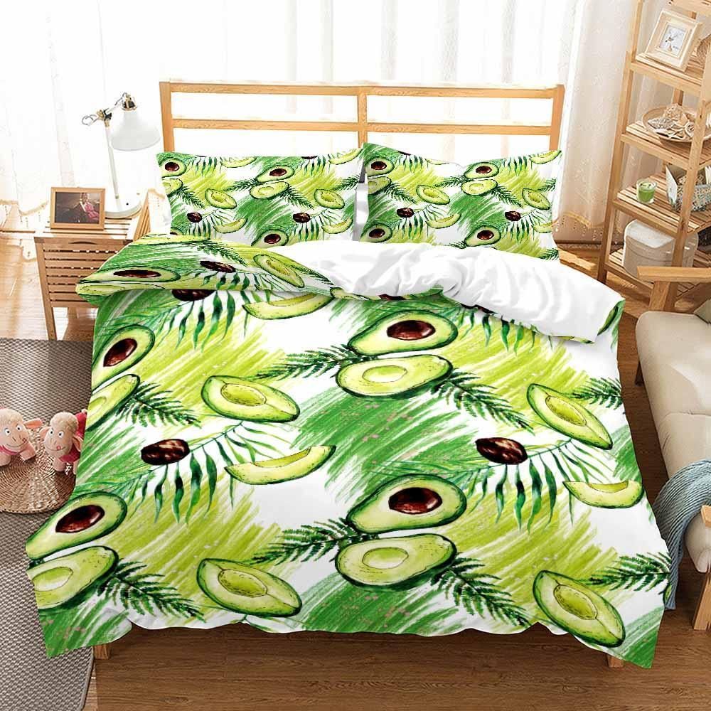 Avocado Tropical Leaf Printed Bedding Set