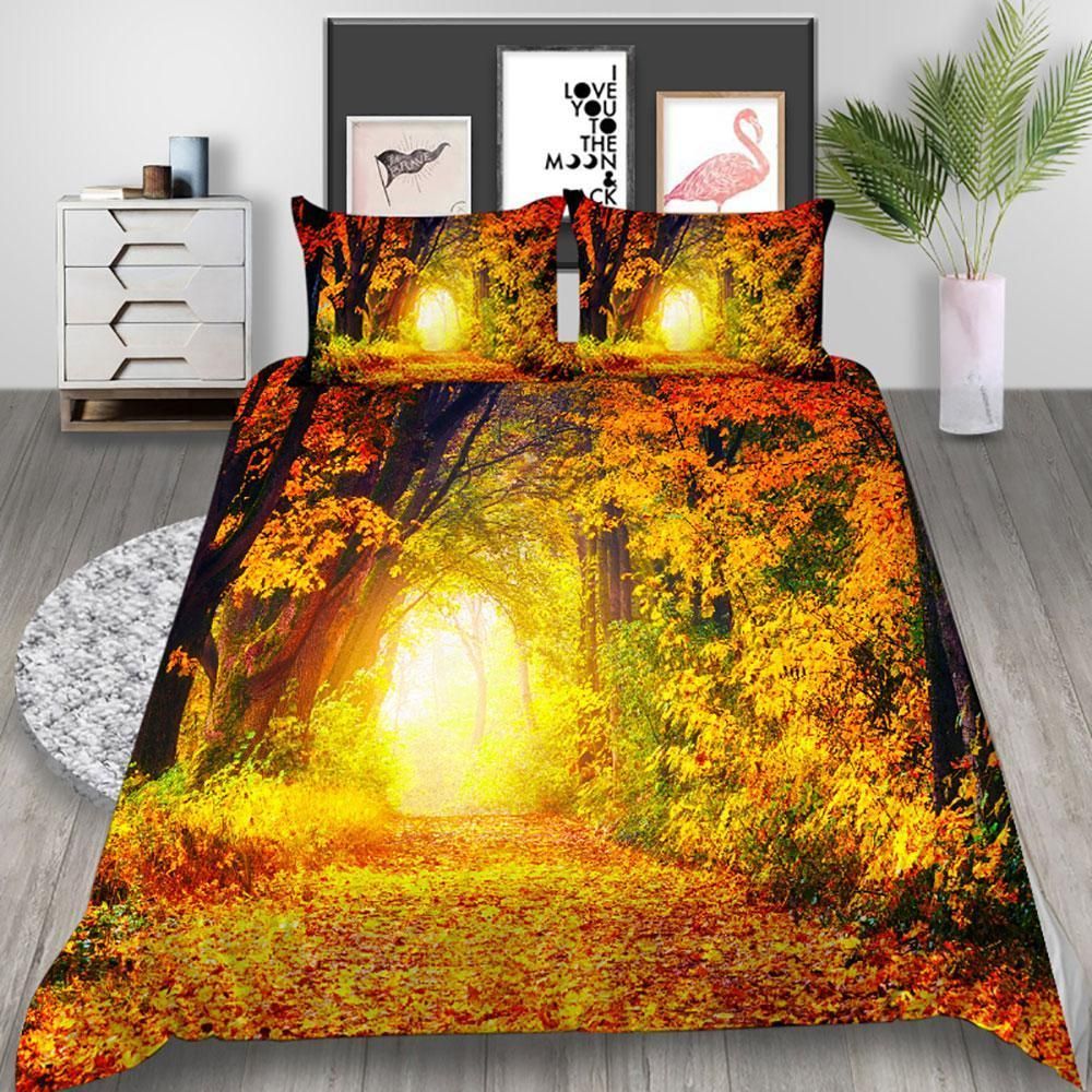 Awesome Autumn Forest Printed Bedding Set