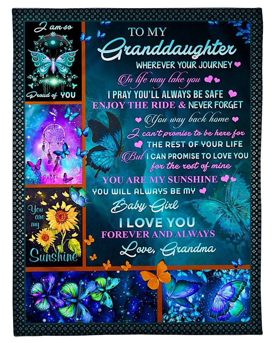 Awesome Butterflies Never Forget Your Way Back Home Grandma To Granddaughter Fleece Blanket Fleece Blanket
