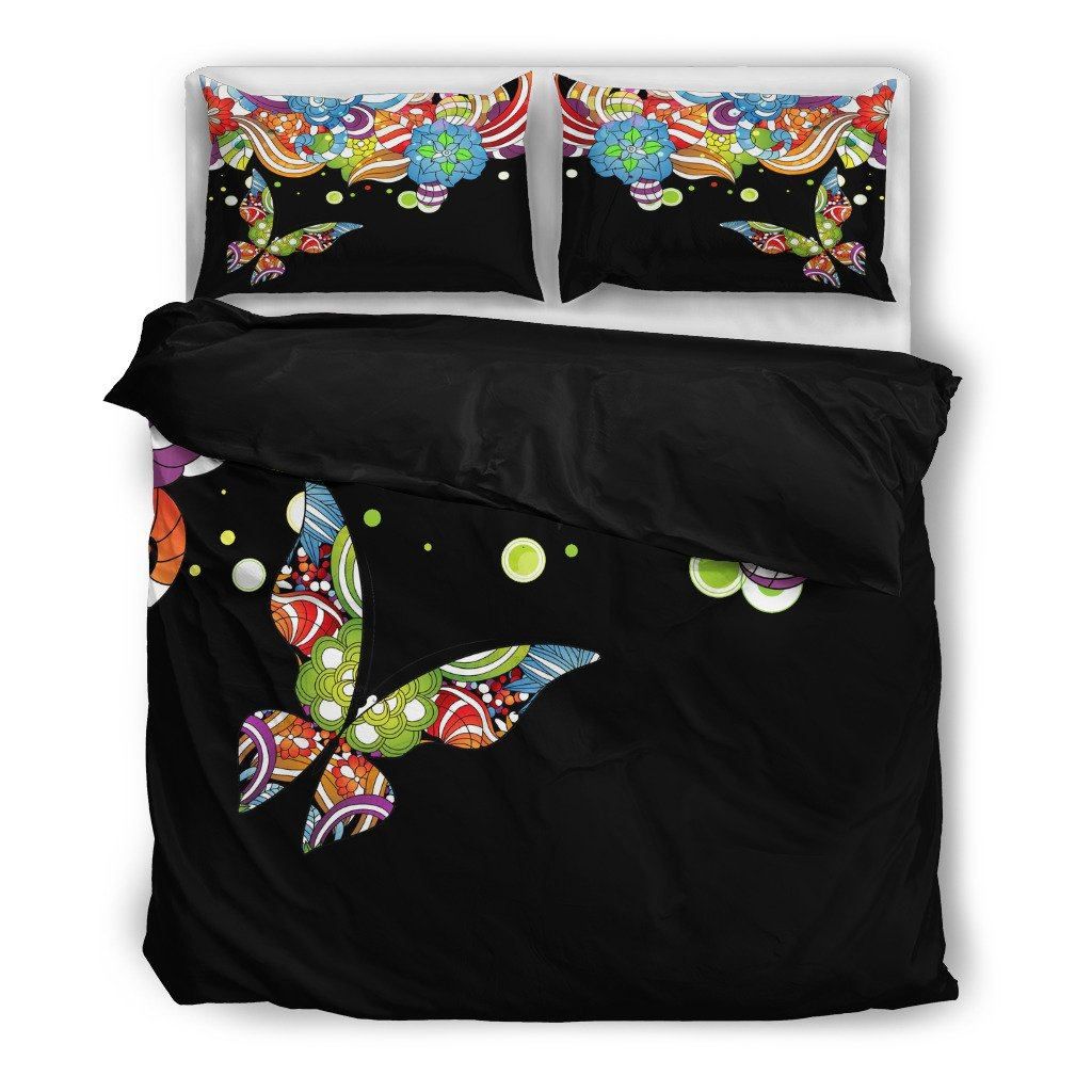 Awesome Butterfly Love In Black Bedding Set