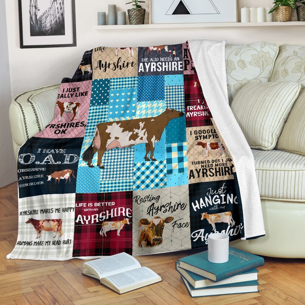 Ayrshires Cow Sherpa Fleece Blanket
