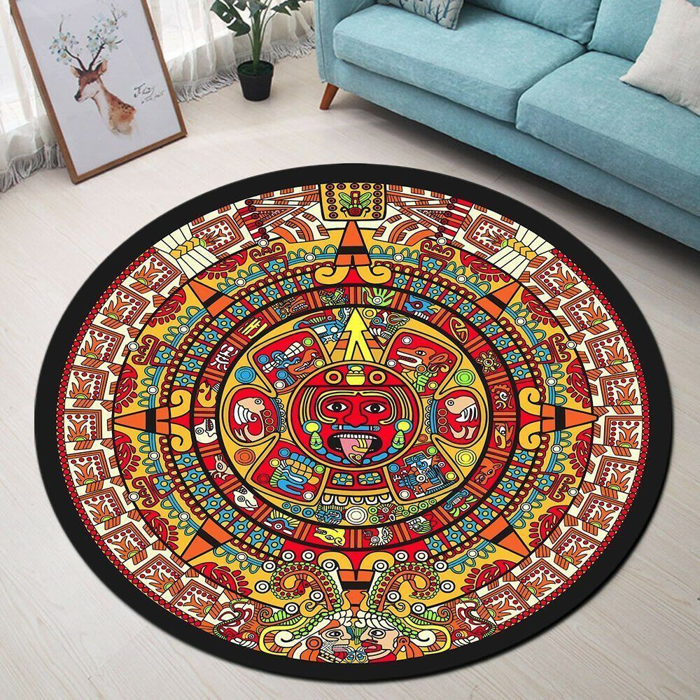 Aztec Colorful Pattern Round Carpet