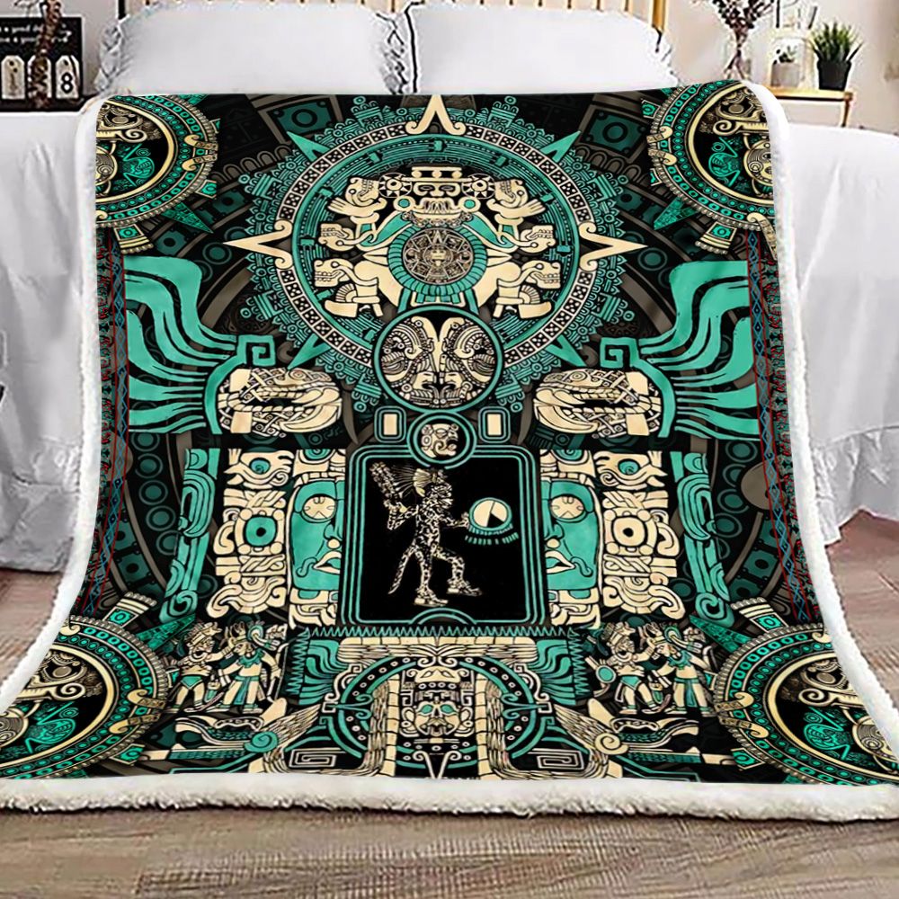 Aztec Jaguar Warrior Mexico Fleece Blanket