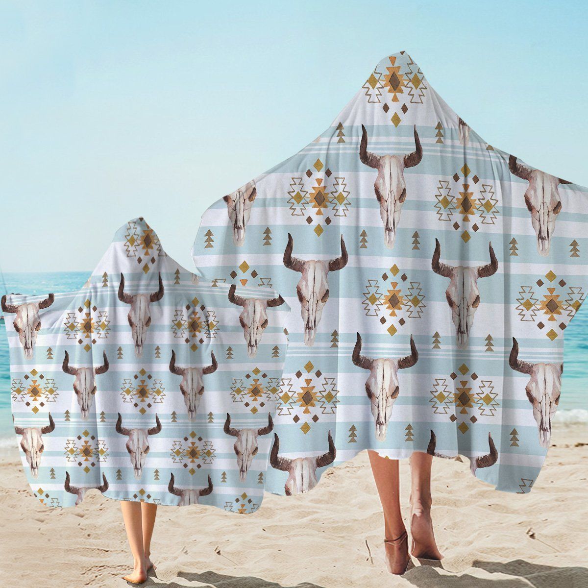 Aztec Trophyhead Boho Pattern Printed Hooded Towel