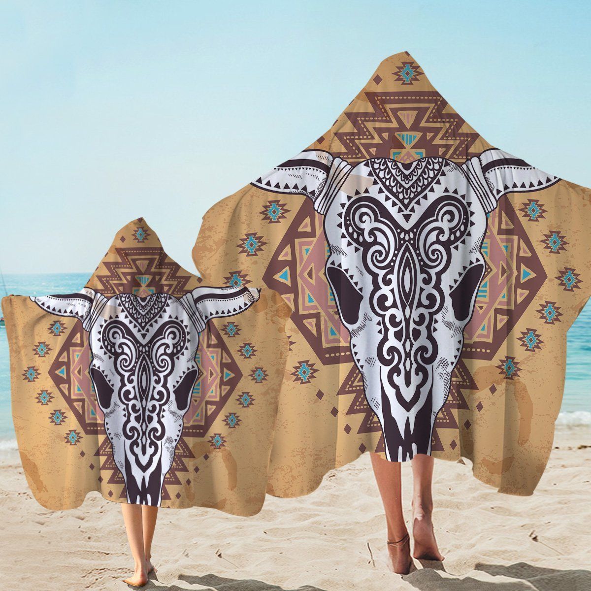 Aztec Trophyhead Pattern Printed Hooded Towel