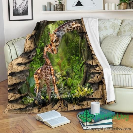 Baby And Mom Giraffe Sherpa Fleece Blanket