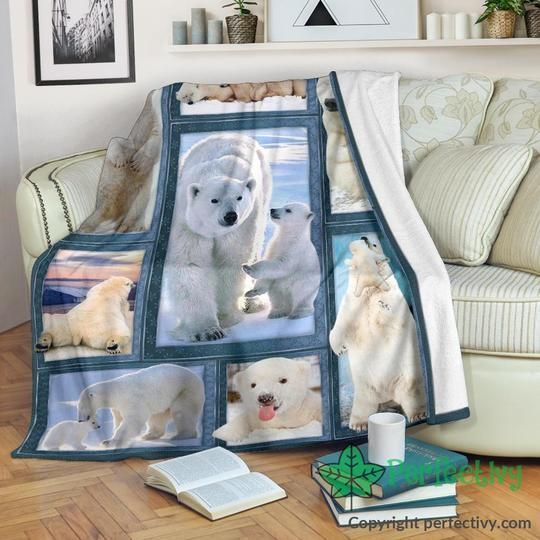 Baby And Mom Polar Bear Sherpa Fleece Blanket
