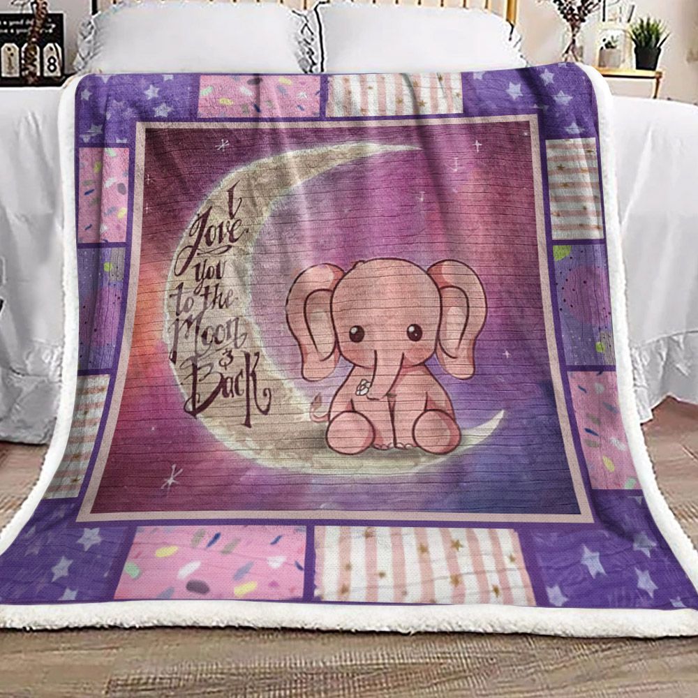 Baby Elephant At The Moon Sherpa Fleece Blanket