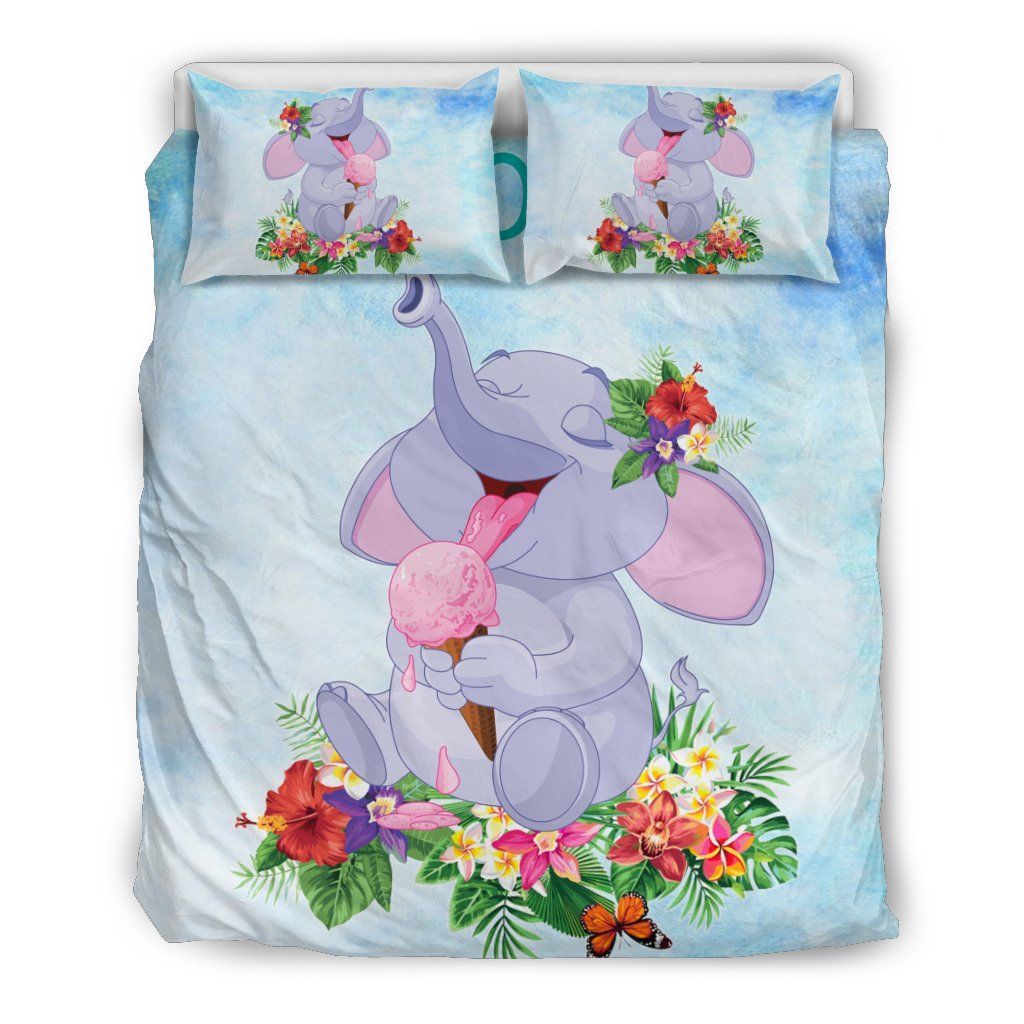 Baby Elephant Flower Bedding Set
