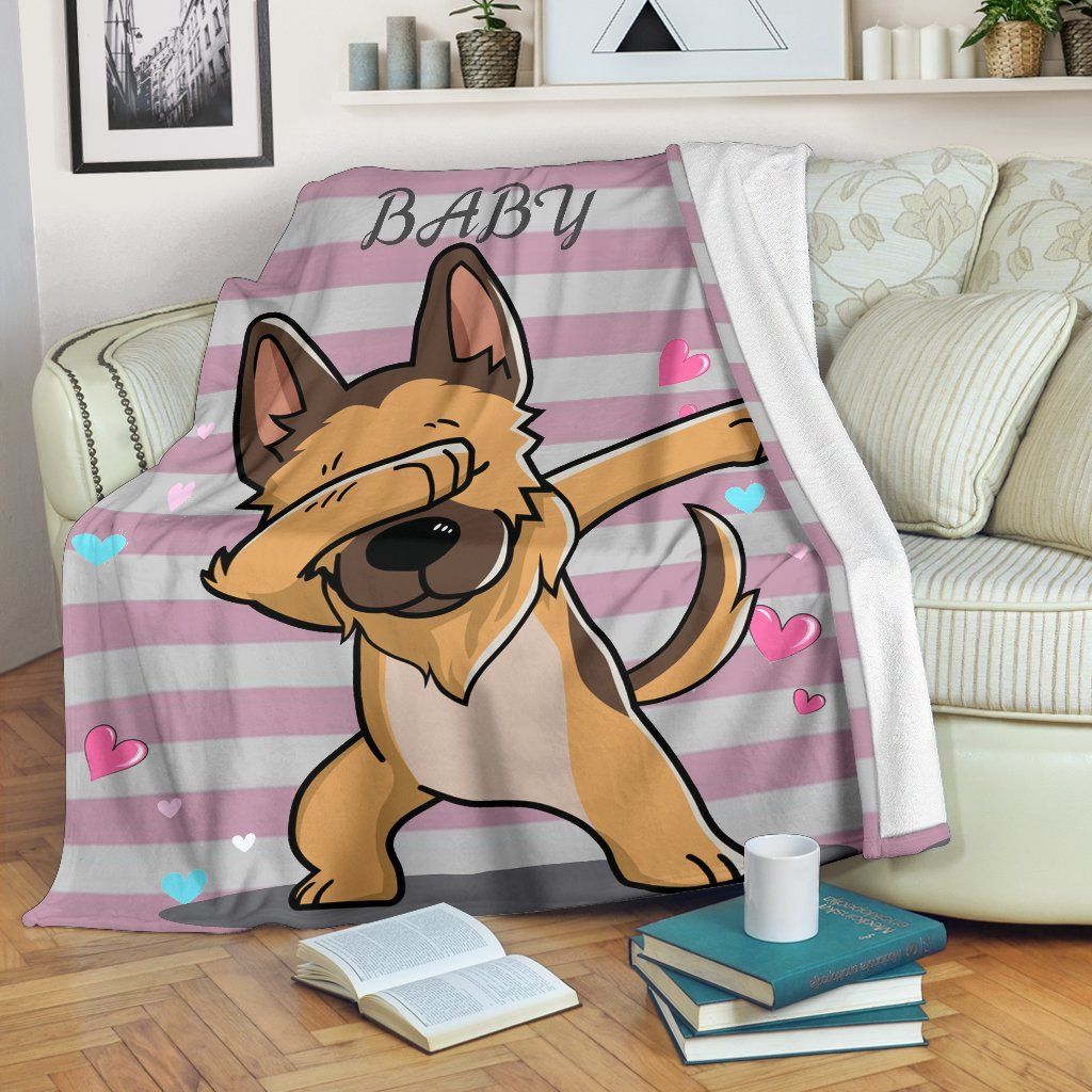 Baby German Shepherd Dog Sherpa Fleece Blanket