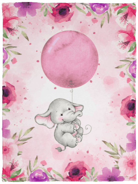 Baby Girl Elephant Nursery Milestone Sherpa Fleece Blanket