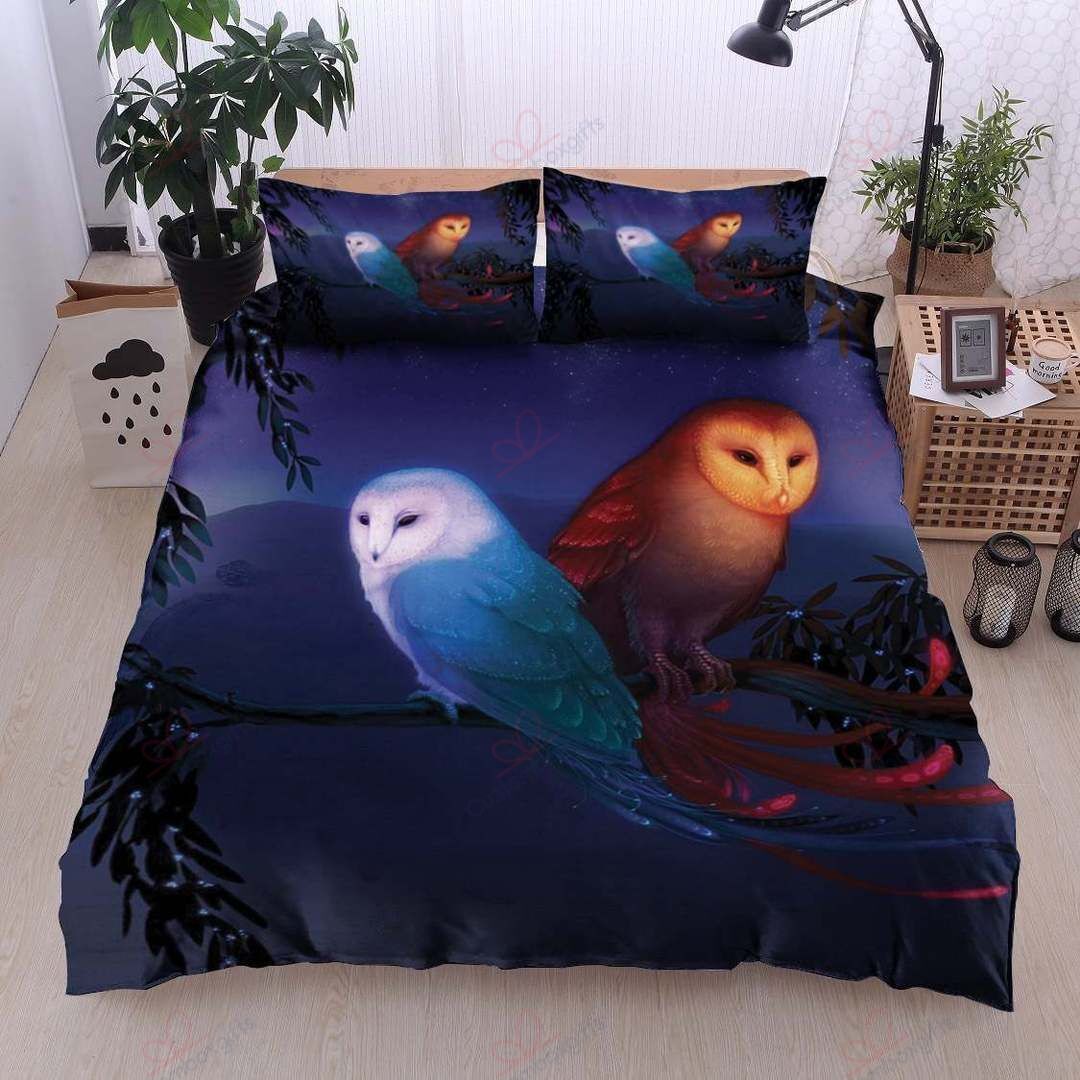 Baby Owl Couple Printed Bedding Set