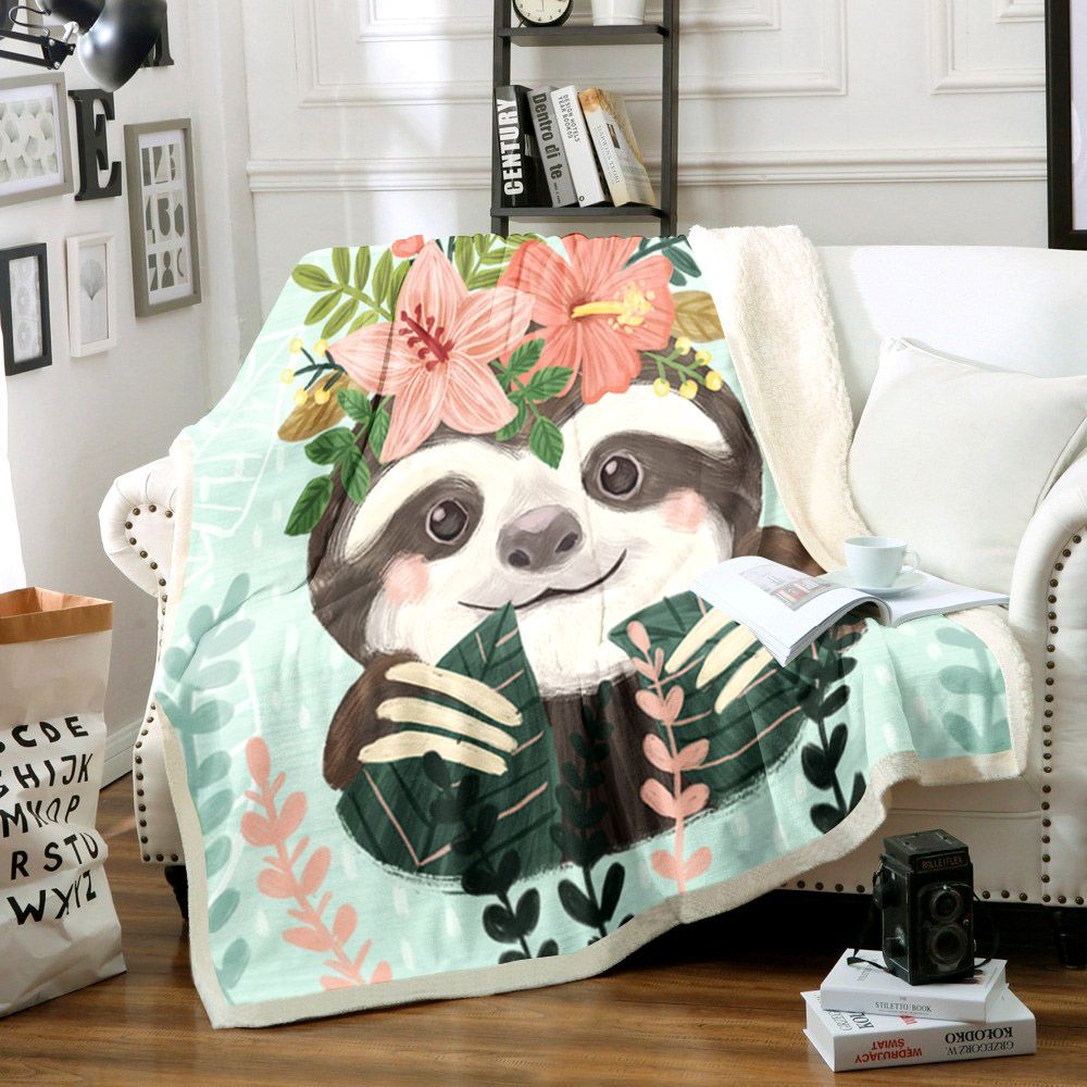 Baby Sloth Sherpa Fleece Blanket
