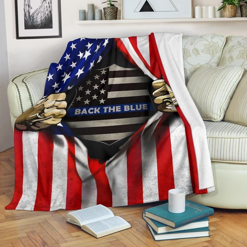 Back The Blue American Blue Lives Matter Police Officers Gifts Fleece Blanket