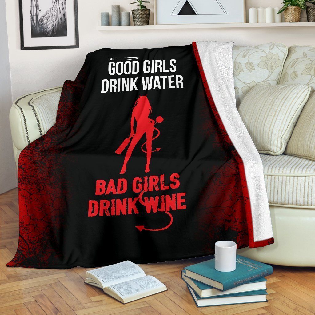 Bad Girls Drink Wine Sherpa Fleece Blanket