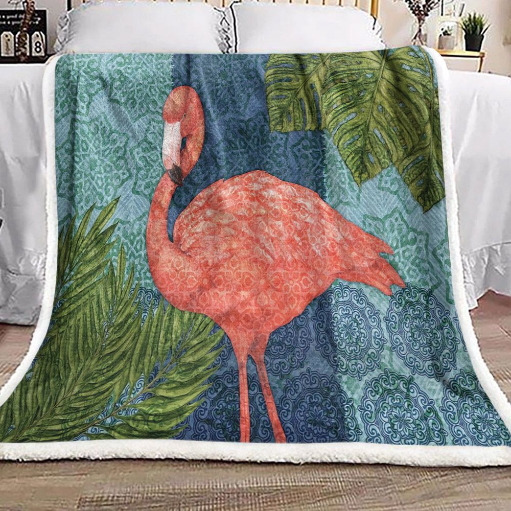 Bahama Flamingo Sherpa Fleece Blanket