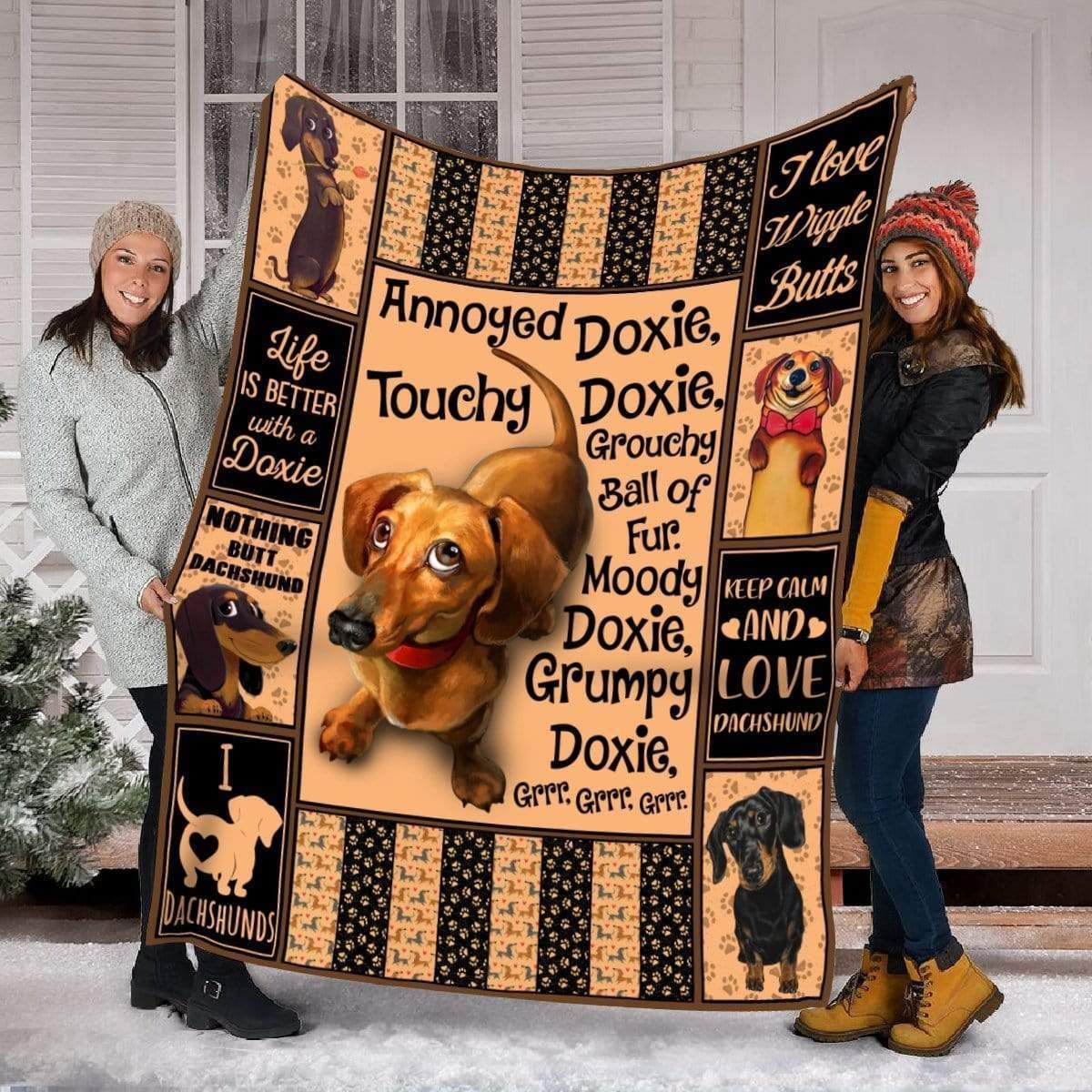 Ball Of Fur Moddy Doxie Fleece Blanket Gift For Dog Lover