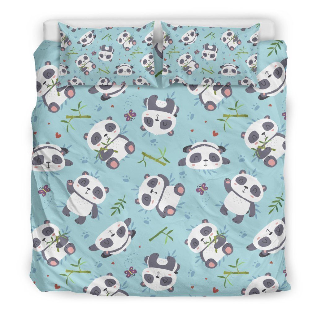 Bamboo Mint Panda Bedding Set