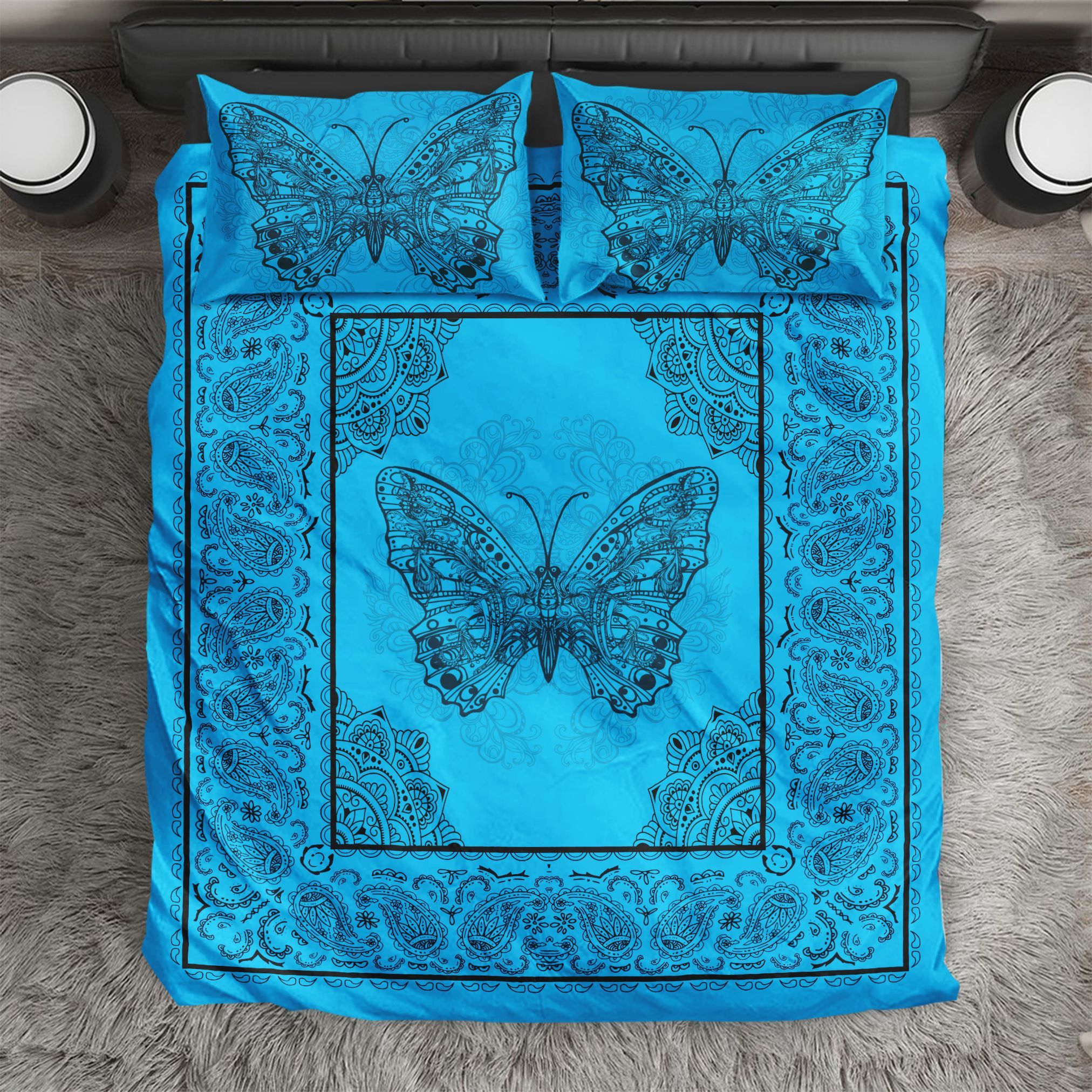 Bandana Butterfly Blue Bedding Set