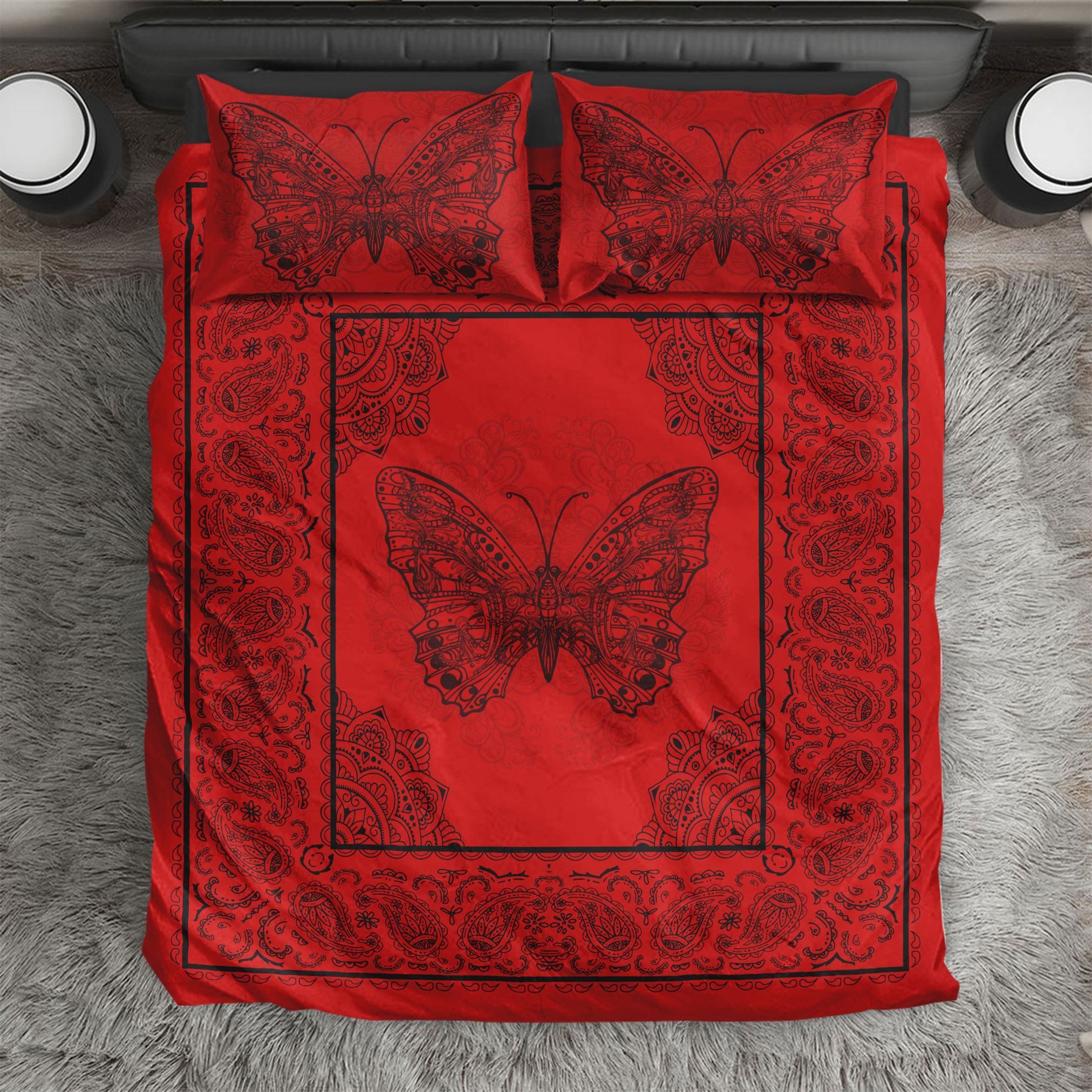 Bandana Butterfly Red Bedding Set