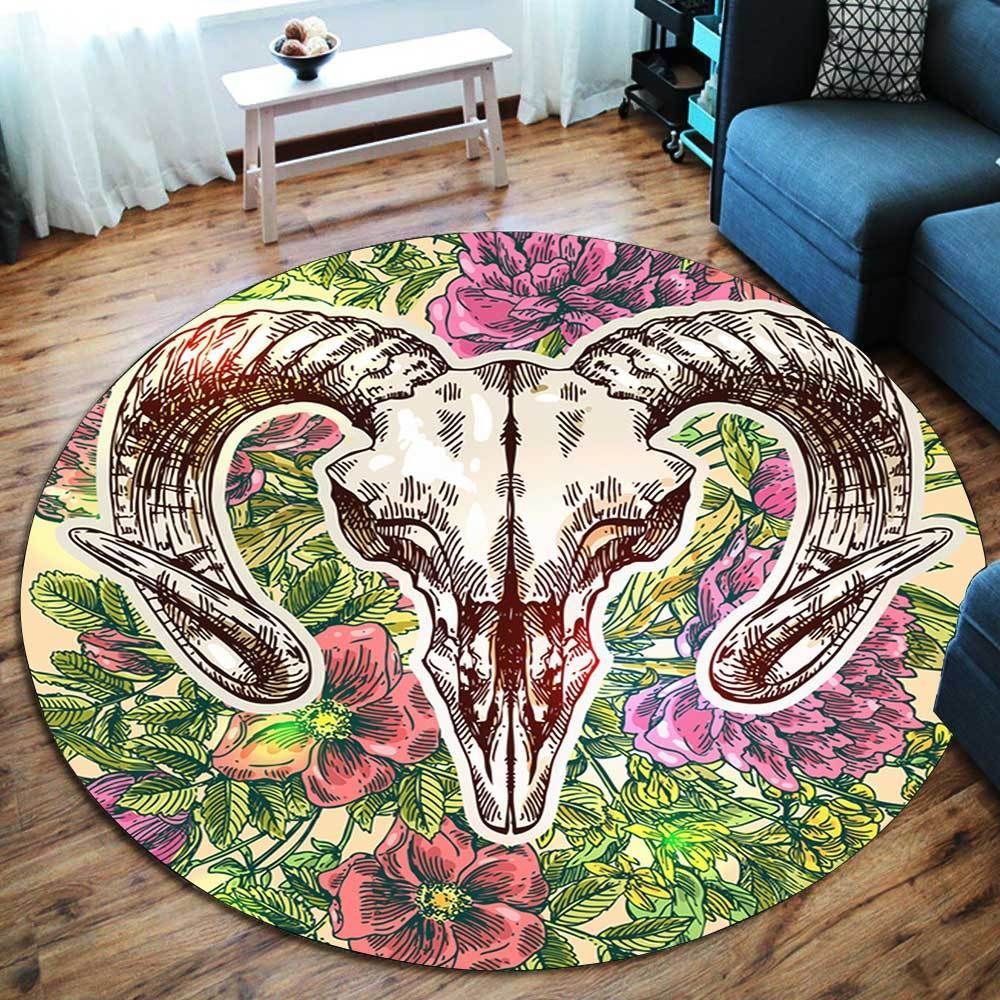 Baphomet Skull Round Carpet