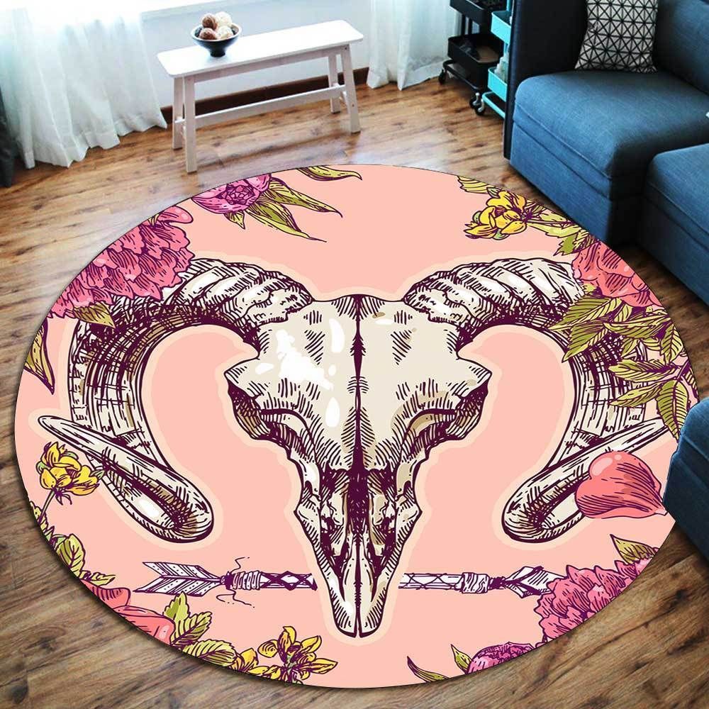 Baphomet Skull Round Carpet