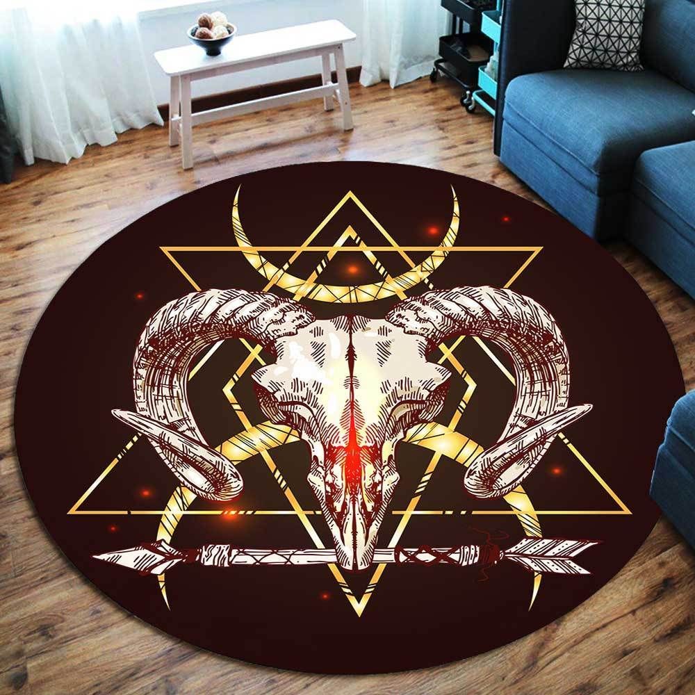 Baphomet Skull Round Carpet