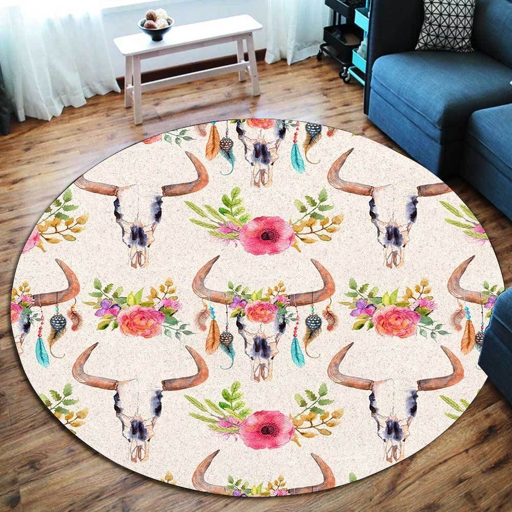 Baphomet Skull Round Carpet