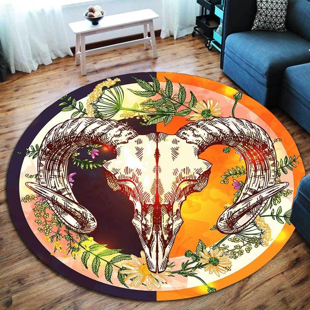Baphomet Skull Round Carpet