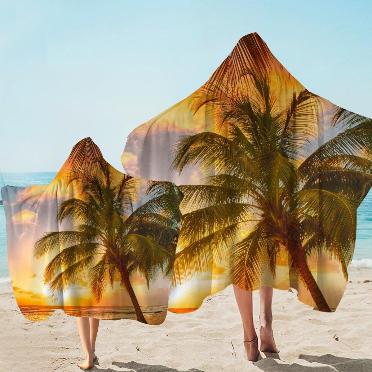 Barbados Coconut Tree Pattern Hooded Towel