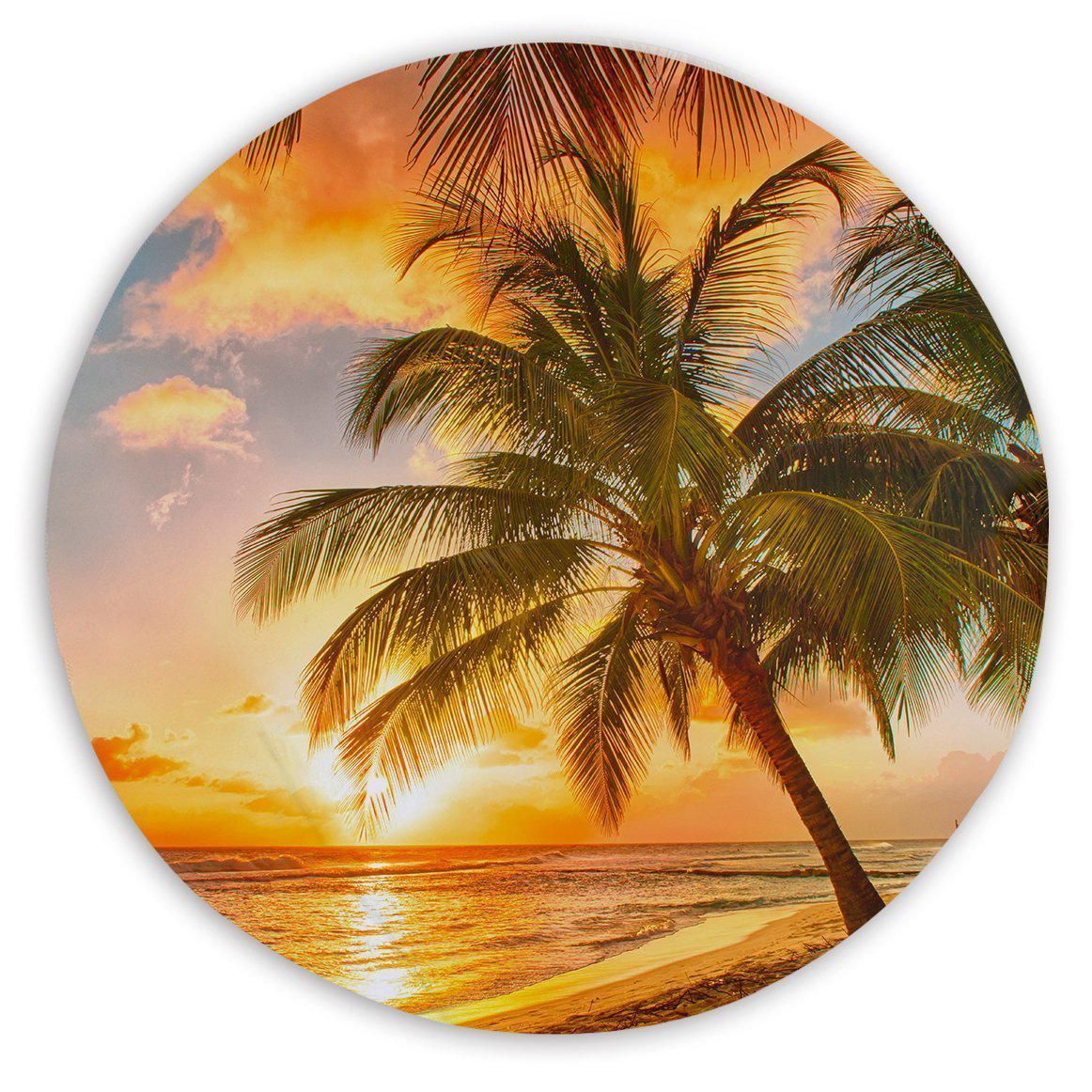 Barbados Sand Free Sunset Love Printed Round Beach Towel