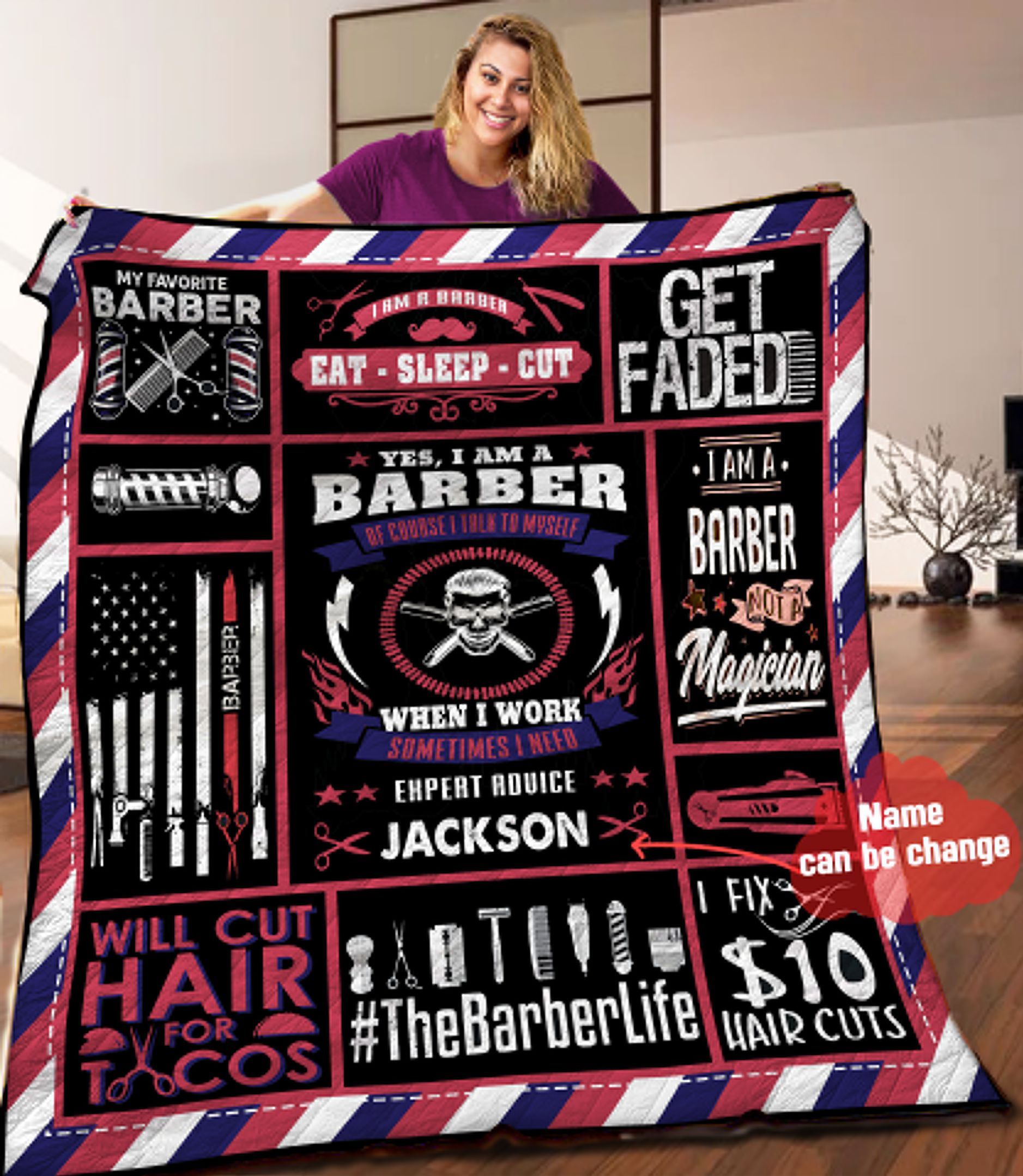 Barber Personalized Quilt Blanket HHH100605NA